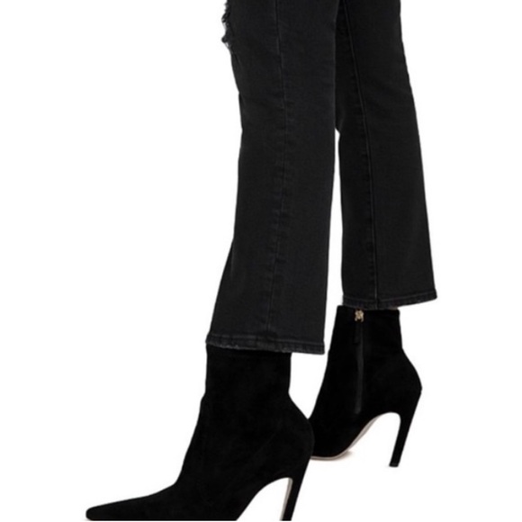 GOOD AMERICAN NWT GOOD CLASSIC RIPPED HIGH WAIST STRAIGHT LEG JEANS BLACK 206 24 - Picture 3 of 11